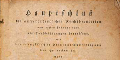 Bild der Titelseite des Reichsdeputationshauptschlusses